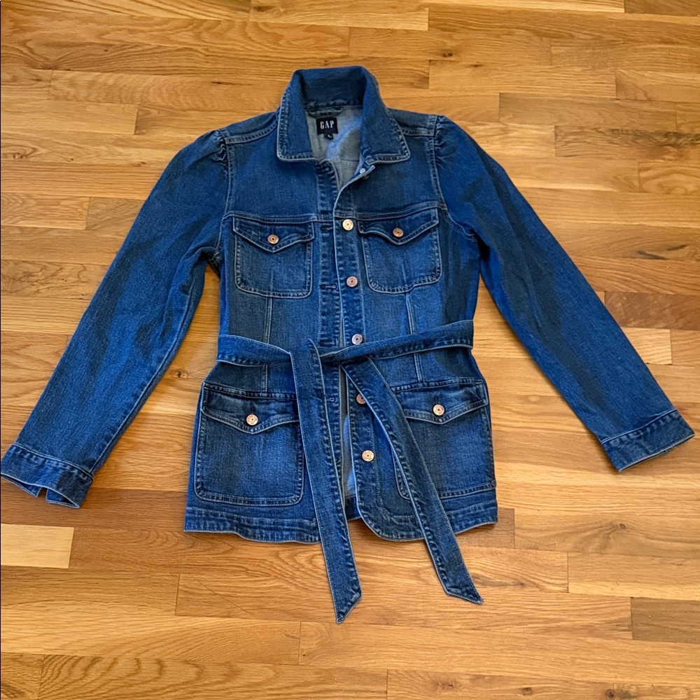 GAP Dark Blue Denim Belted Jean Jacket